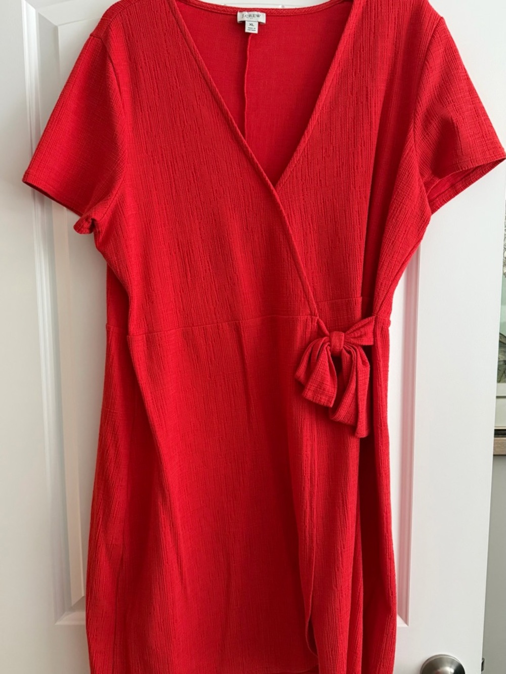 J. Crew Bright Red Wrap-Front Midi Dress